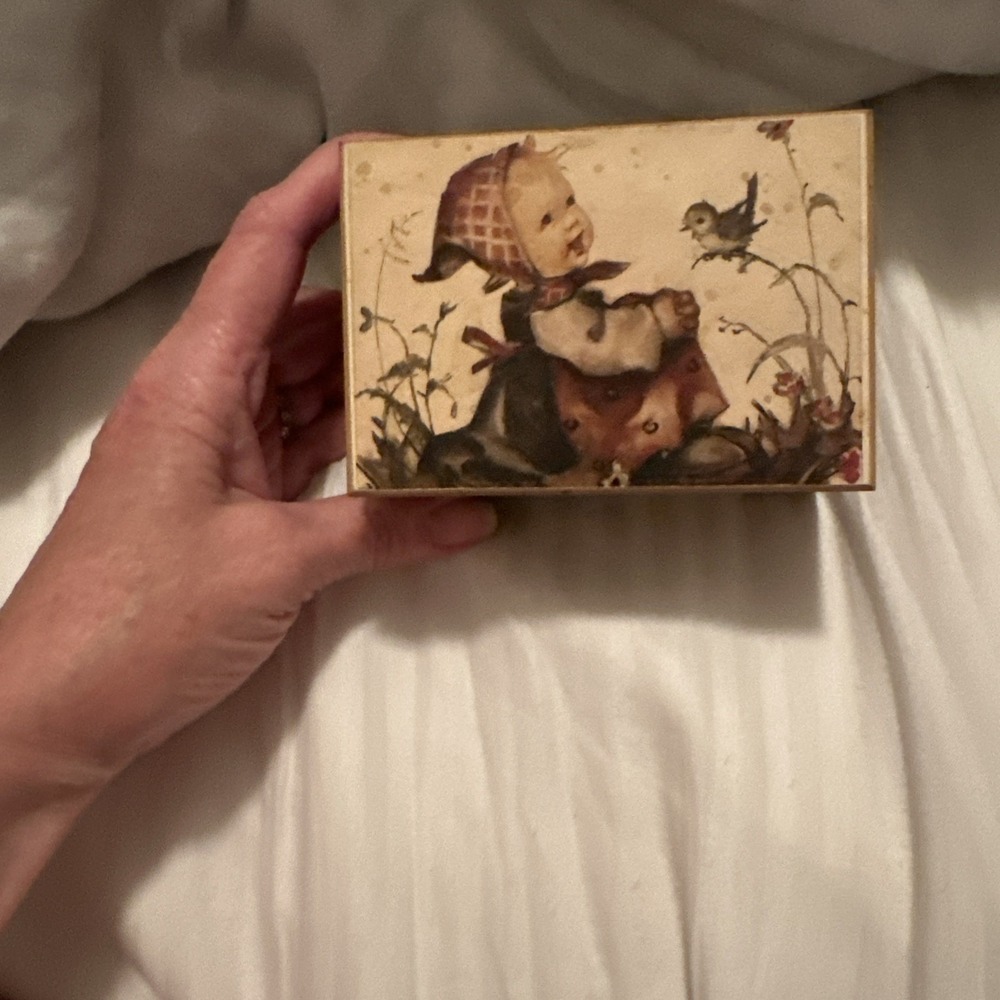 Vintage Reuge Swiss Music Box Wooden Jewelry Trinket Box Working‎ Edelweiss Tune